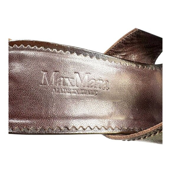 Max Mara Brown Leather Crisscross Ankle Straps Sandals - Picture 2 of 11